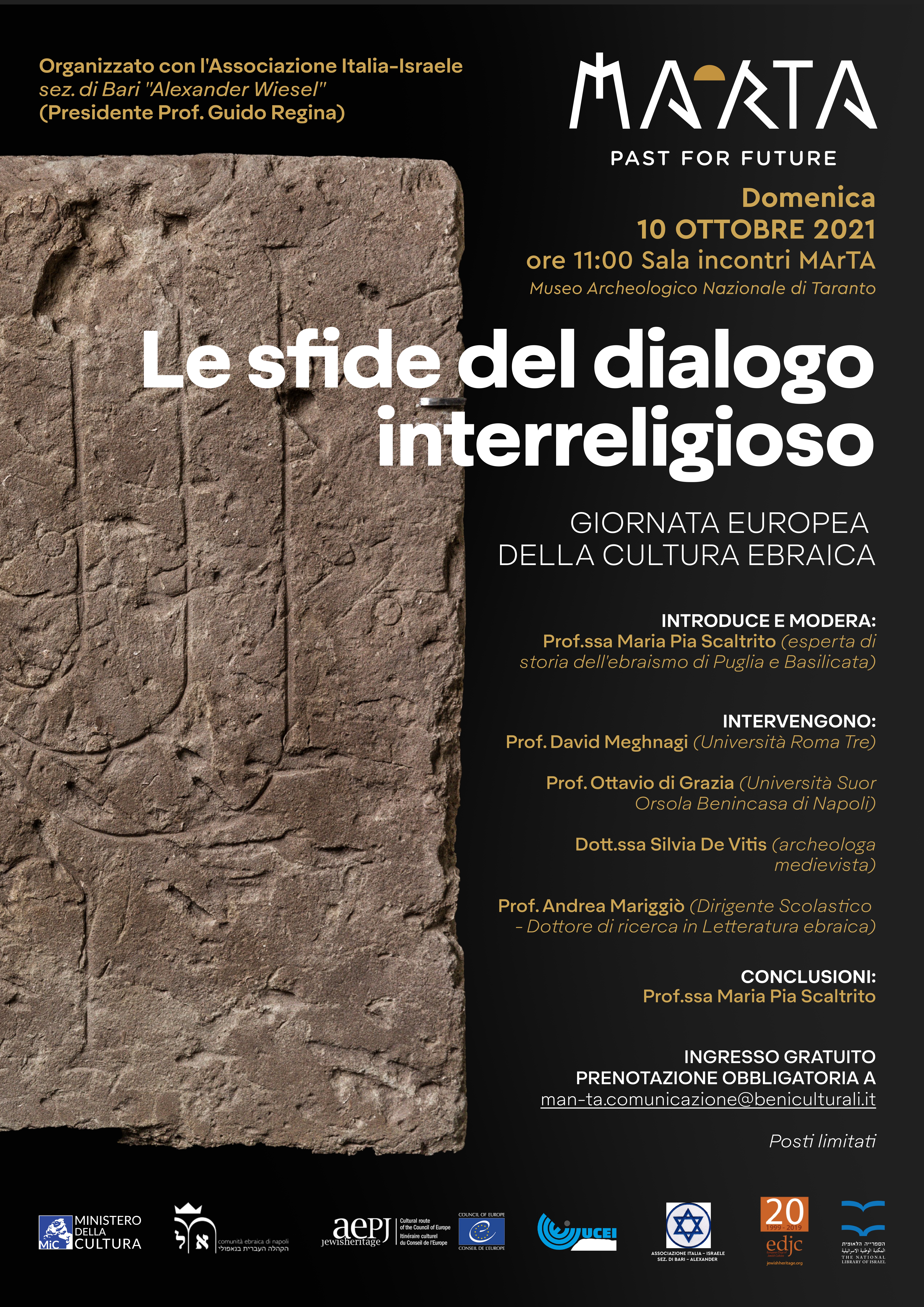 Giornata Europea della Cultura Ebraica e le sfide del dialogo interreligioso al MArTA 2021